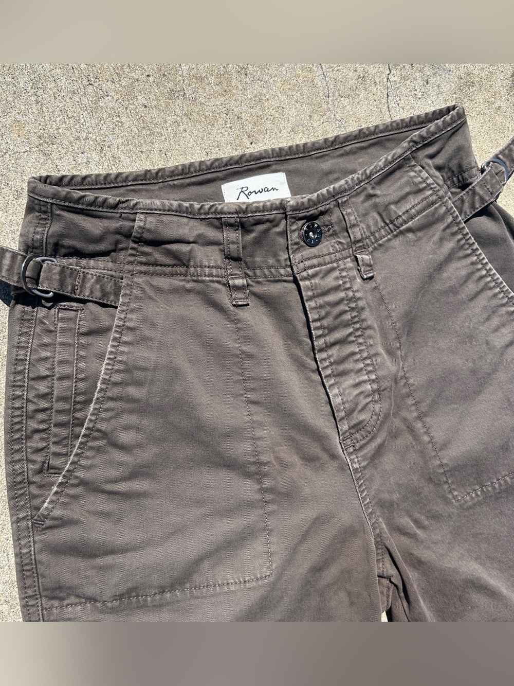 ROWAN Jalen Straight Leg Cropped Utility Trouser PANTS, Size 26, BrownButton Fly